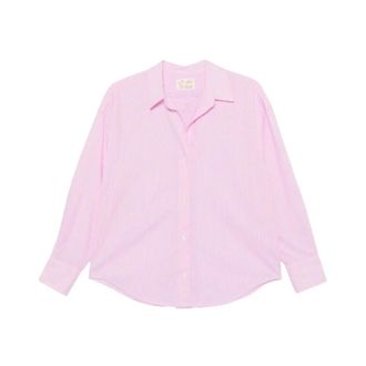 MC2 Saint Barth Shirts, female, Pink, Size: XS 00810L Cotton Stripes Micro V Meet 21 Emb
