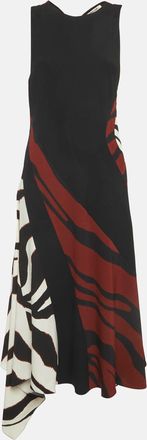 Roberto Cavalli Multicolour Zebra Print Crepe Asymmetric Maxi Dress