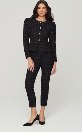 Generation Love Cynthia Windowpane Tweed Jacket in Checkered, Plaid, Black at Nordstrom, Size Xx-Small