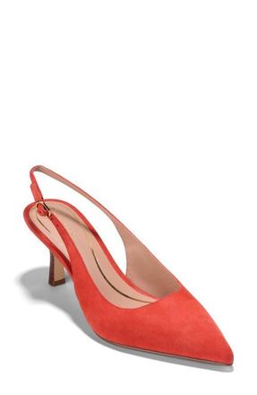 Cole Haan Hansell Slingback Pointed Toe Pump in Summer Fig Suede/Stacked Heel at Nordstrom, Size 9.5