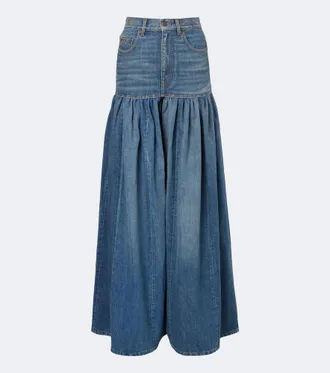 Chlo&eacute; Chlo&eacute; Falda larga de denim plisada