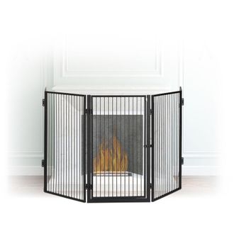 Relaxdays Relaxdays - Protector De Chimenea Con Puerta, Acero, Negro, 76 X 1.30 X 220 Cm