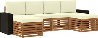 vidaXL Conjunto De Sof&aacute;s De Exterior 6 Uds. Natural Y Crema Vidaxl