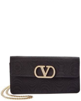 Valentino Vlogo Signature Grosgrain Wallet On Chain