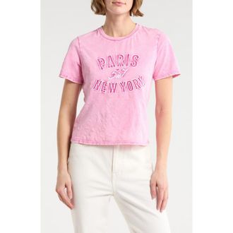 Cinq &agrave; Sept Garment Dyed Cotton Graphic Shrunken T-Shirt in Carnation at Nordstrom Rack, Size Xx-Small