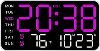 OEM Reloj De Pared Digital Con Pantalla De 8,46 Pulgadas, Calendario, Alarma, D&iacute;a De La Semana, Temperatura, 1 Puerto Usb Y 2 Alarmas Led. Ideal Para La O