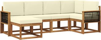 vidaXL Conjunto De Sof&aacute;s De Exterior 6 Uds. Natural Y Crema Vidaxl