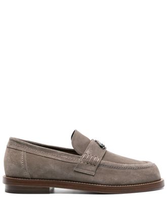 Alexander McQueen Seal-plaque suede loafers - Neutrals