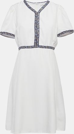 Sandro White Crepe Tweed Trim Mini Dress