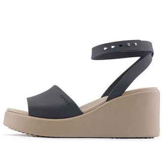 Crocs (WMNS) Crocs Brooklyn Ankle Strap Wedge Sandals Black Beige 209406-07H