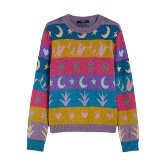 Max Mara Alpaca en wol ronde hals trui - Dames - Ronde hals truien - Veelkleurig - S - Wol - Truien & Vesten