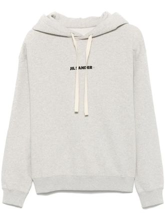 Jil Sander logo-print hoodie - women - Cotton/Cotton - M - Grey