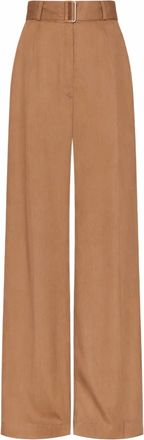 Matthew Bruch Womens Belted Wide Leg Trouser In Mocha