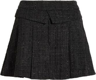 All in Favor Pleated Tweed Miniskirt in Black at Nordstrom, Size X-Small