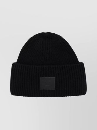 Acne Studios logo beanie with folded cuff and ribbed texture