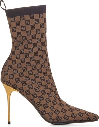 Balmain Skye Ankle Boots In Brown Elastane