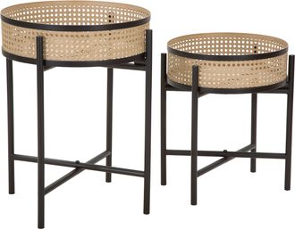 Dmora Darenate, Vaso Set Da 2, Dettaglio Effetto Paglia Di Vienna, Marrone