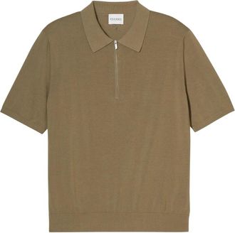 Closed Korte mouw rits polo met geborduurd logo - Heren - Polos - Groen - L - Katoen - Tops