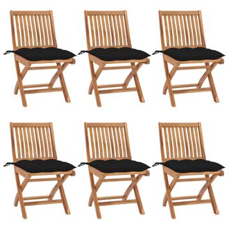 vidaXL Sillas De Jard&iacute;n Plegables 6 Uds Madera Maciza Teca Con Cojines Vidaxl