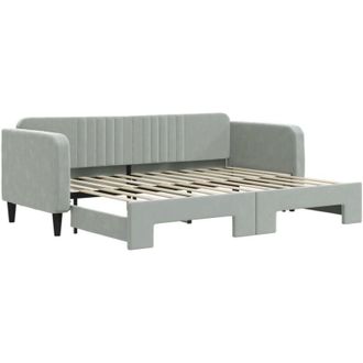 vidaXL Sof&aacute; Cama Nido Terciopelo Gris Claro 80x200 Cm Vidaxl