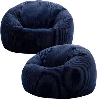 Icon Brand Kingston Classic Beanbag, Corduroy 2 Pack in Navy