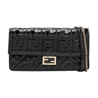 Fendi Shoulder Bags, female, Black, Size: ONE SIZE Wallet On Chain Baguette