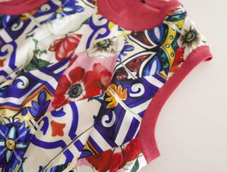 Dolce & Gabbana Womens Multicolor Majolica Floral Crew Neck Tank Top Cashmere Silk Nylon