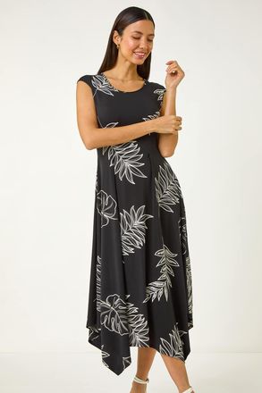 Roman Floral Hanky Hem Maxi Dress