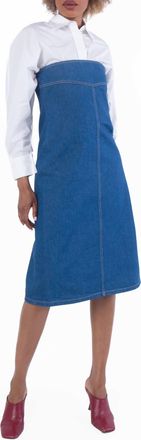 Ferragamo Ferragamo Strapless Cotton Denim Midi Dress