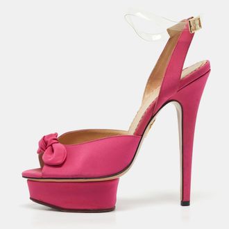 Charlotte Olympia Pink Satin Serena Ankle Strap Sandals