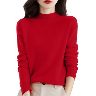 Generic Cashmere Jumpers Ladies Womens Semi Turtleneck Jumpers for Women UK Solid Color Pullover Knitted Sweaters Long Sleeve Tops with a Base Shirt Autumn Wi
