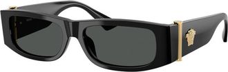 Versace Sunglasses Rectangle Full Rim, Black Frame And Dark Grey Lens Ve4476Ugb1/87
