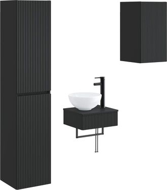 vidaXL Juego De Muebles De Ba&ntilde;o 3 Uds. Negro 33 X 34,5 X 160 Cm Vidaxl