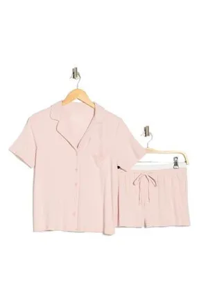 Danskin Notched Short Sleeve Top & Shorts Pajamas in Wisteria Bloom at Nordstrom Rack, Size X-Large