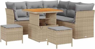 vidaXL Garden Sofa Set with Cushion 8 pcs Beige and light grey vidaXL