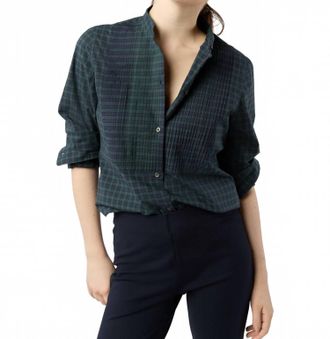Ann Mashburn Mandarin Hattie Shirt In Blackwatch Plaid