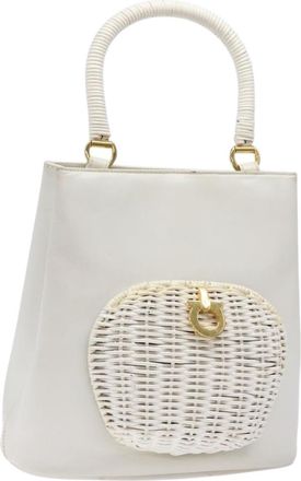 Ferragamo Vintage Gancini Convertible Top Handle Bag Leather White Leather Handbag (Pre-Owned)