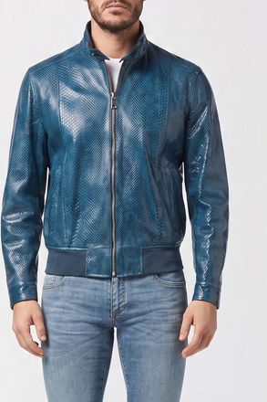 Billionaire Boys Club Bomber in pelle di serpente con collo alto e chiusura a zip