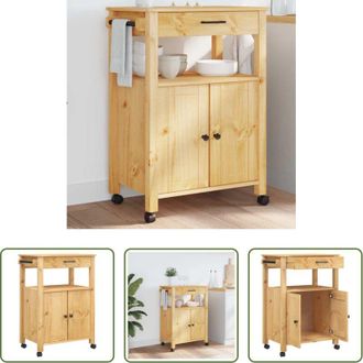 vidaXL vidaXL Carrello da cucina in pino - Carrello da Cucina MONZA 60x40x88,5 cm in Legno Massello di Pino