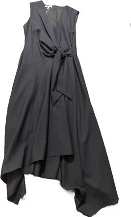 Lafayette 148 New York Womens Side Tie Midi Dress In Black