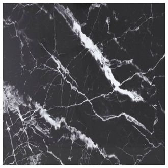 Berkfield Home Table Top Black 80x80 cm 6 mm Tempered Glass with Marble Design