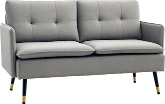 OEM Sof&aacute; De Sal&oacute;n De 2 Plazas Moderno Con 4 Cojines Reposabrazos Y Patas De Acero Carga 240 Kg 139x68x80 Cm Gris