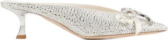 Jimmy Choo London 50 mm Auria muiltjes met kristallen strik - Zilver