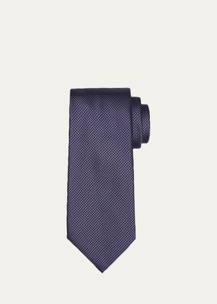 Tom Ford Mens Micro-Pied de Poule Silk Tie