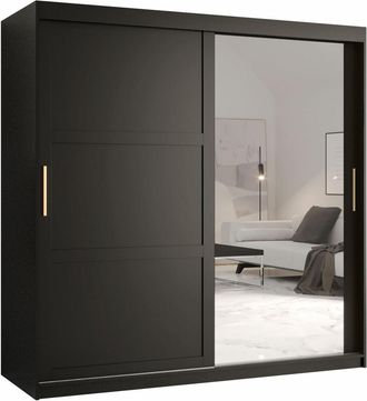 Mirjan24 Armario Ferfere 104, Negro, 200x180x62cm, Puertas De Armario: Correderas, N&uacute;mero De Estantes: 9