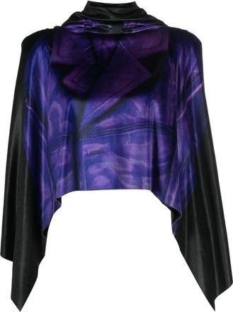 Loewe abstract-print draped top - women - Polyester/Elastane - 38 - Purple