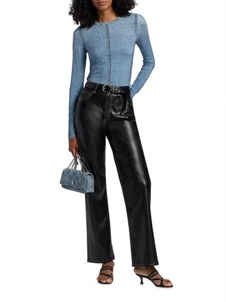Rag & Bone Shea Faux Leather Pants In Onyx