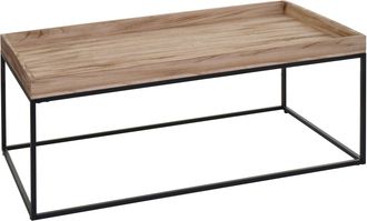 Hhg Mesa De Centro Hhg 866, Mesa De Centro Mesa Auxiliar, Madera Maciza Metal 46x110x60cm, Color Natural