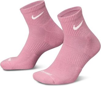 Nike Mens 3 Pack Dri-FIT Plus Quarter Socks - Sail/Elemental Pink