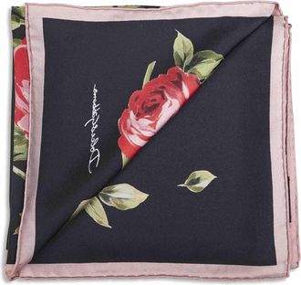 Dolce & Gabbana Womens Rose Bouquet Print Silk Twill Scarf Scarfs